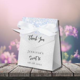 Birthday silver blue sparkles thank you favour box