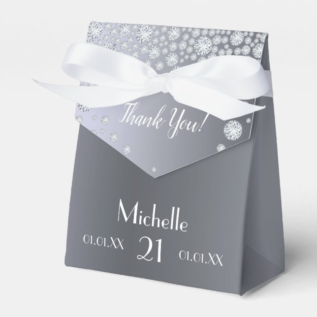 Birthday silver diamonds favour box (Front Side)
