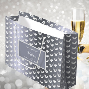 Birthday silver fox beard men guys grey modern large gift bag