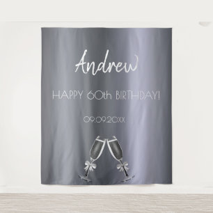 Birthday silver fox men guys grey modern cheers tapestry