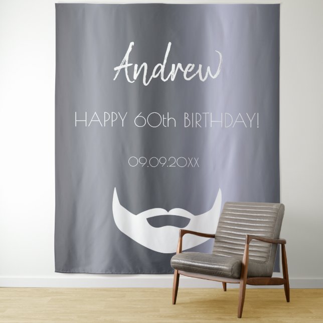 Birthday silver fox men guys grey trendy tapestry (In Situ)