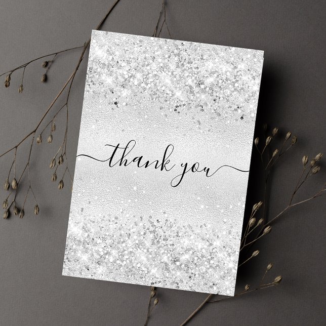 Birthday silver glitter dust thank you card (Creator Uploaded)