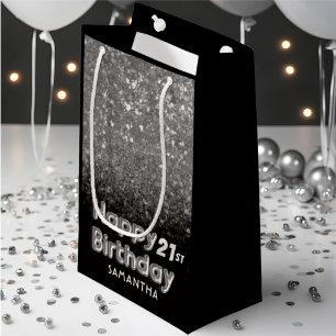 Birthday silver Glitter Sparkles Small Gift Bag