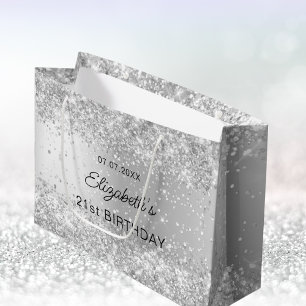 Birthday silver name large gift bag
