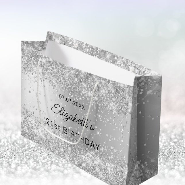Birthday silver name large gift bag (Creator Uploaded)