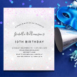 Birthday silver pink purple glitter invitation<br><div class="desc">For an elegant 10th (or any age) birthday.  A faux silver looking background.  Decorated with pink,  purple glitter dust. Personalise and add a name,  age and party details. The name is written with a hand lettered style script</div>