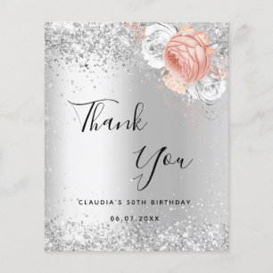 Birthday silver rose gold budget thank you card