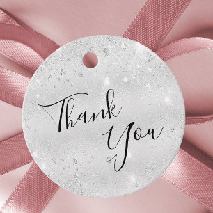 Birthday silver sparkles thank you favour tags