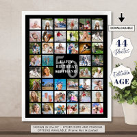 Birthday Simple 44 Photo Collage Custom Colours
