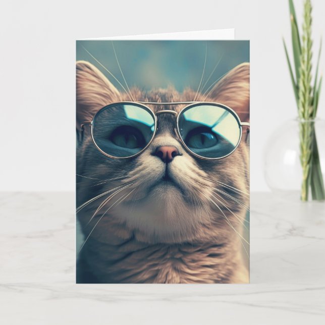 BIRTHDAY SISTER COOL CAT GREETING CARD (Front)