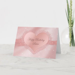 Birthday, Sister - Dainty Delicate Heart, Lace Card
