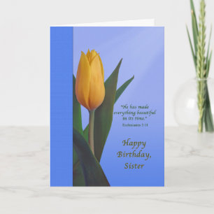 Birthday, Sister, Golden Tulip Flower Card