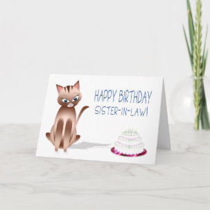 BIRTHDAY - Sister-in-law - Kitty Cat - Cake Card