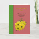 Birthday, Sister, Yellow Daisies, Religious Card<br><div class="desc">Bright yellow daisies,  sometimes called black-eyed susans,  on a background of rose brown with a deep green border make a colourful image on this religious birthday greeting card for a sister.  The customer can change the inside verse to suit their needs.</div>