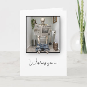 Birthday Skeleton on a Toilet Humour Card
