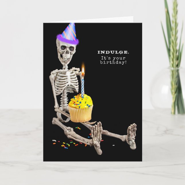 birthday skeleton with cupcake card (Front)