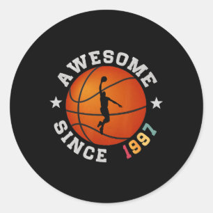 Birthday Sketll Player 28 Years Old Awesome Since  Classic Round Sticker