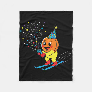 Birthday Skiing Orange Party Confetti On Slopes Fleece Blanket