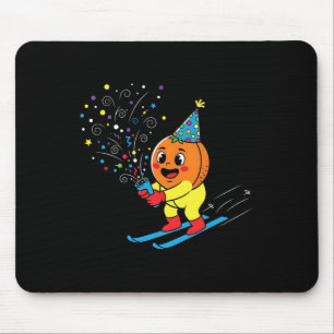 Birthday Skiing Orange Party Confetti On Slopes  Mouse Pad