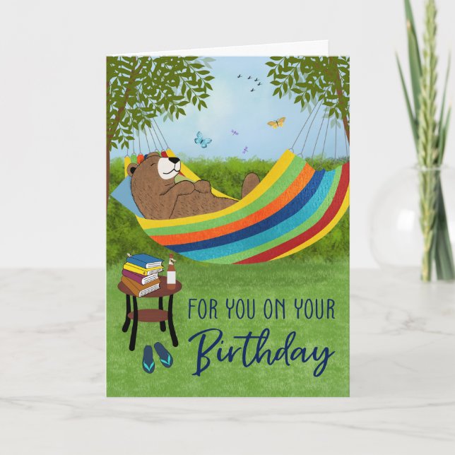 Birthday Sleeping Bear in Hammock Card (Front)