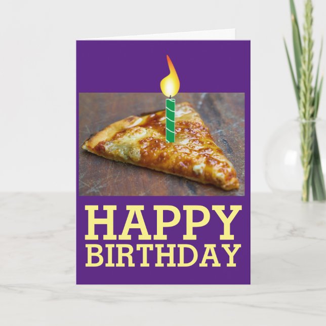 BIRTHDAY SLICE OF PIZZA WITH CANDLE CARD (Front)