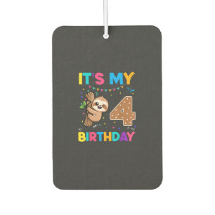 Birthday Sloth 4 years old 4th Birthday Sloth Love Car Air Freshener
