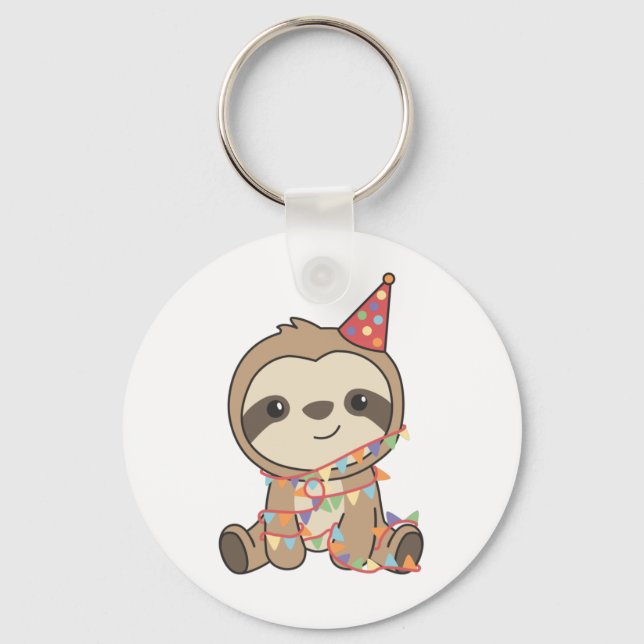 Birthday Sloth For Children A Birthday Keychain (Front)