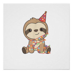 Birthday Sloth For Kids A Birthday Sloth T-Shirt Poster