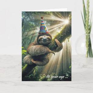 Birthday Sloth With Party Hat Card
