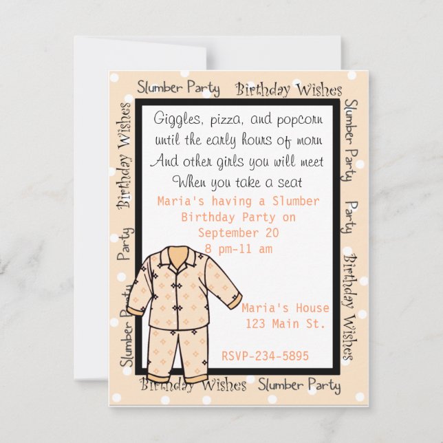 Birthday Slumber Party Invitation (Front)