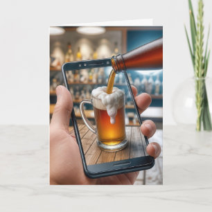 Birthday Smartphone With Beer Mug Card