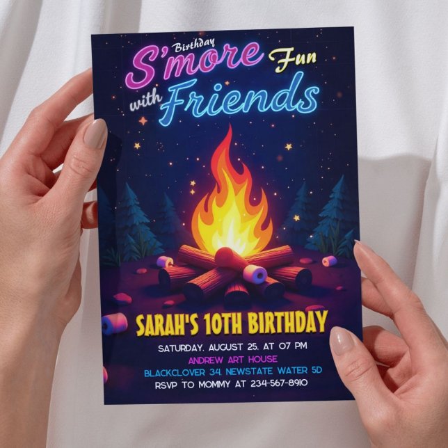 Birthday Smore Fun With Friend - Cosy Campfire Invitation (Smore fun friend)