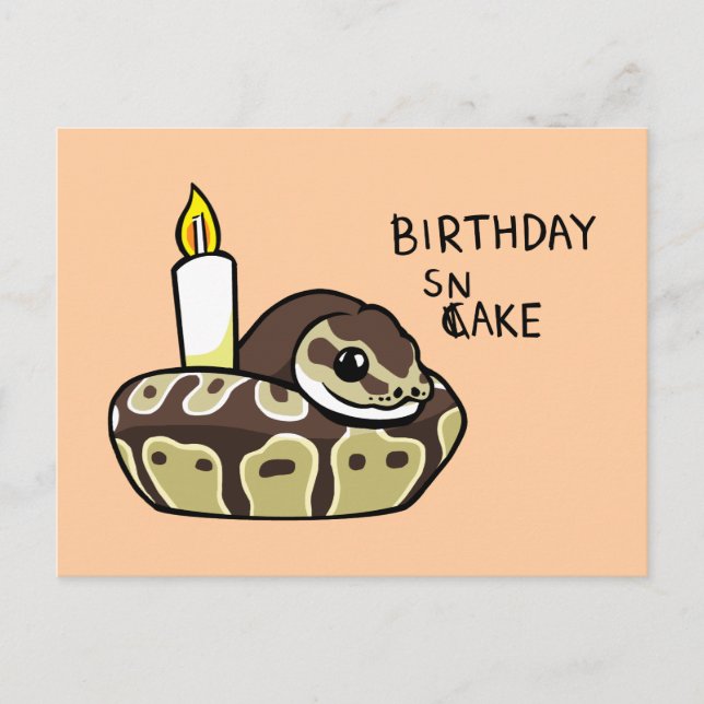 Birthday Snake Cute Ball Python Drawing Postcard (Front)