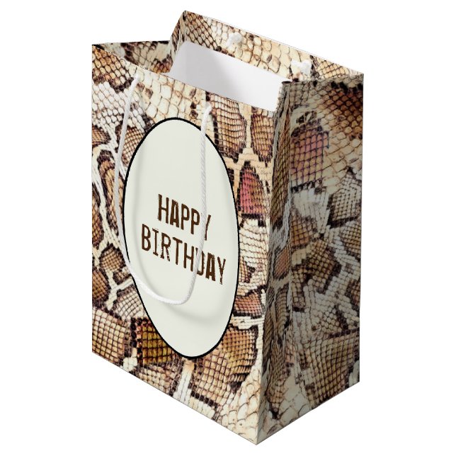 Birthday Snake Skin Print  Medium Gift Bag (Front Angled)