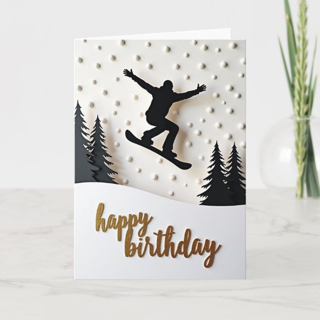 Birthday Snowboard Jump Card (Front)