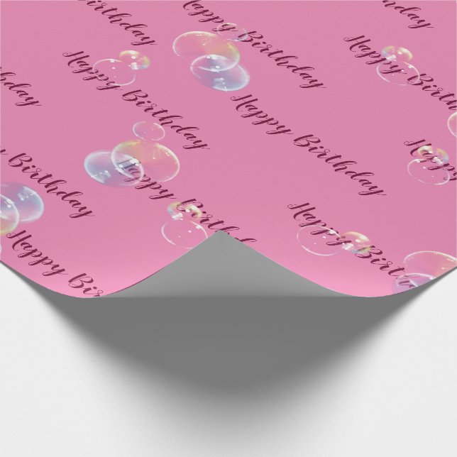 Birthday Soap Bubbles On Pink Wrapping Paper (Corner)