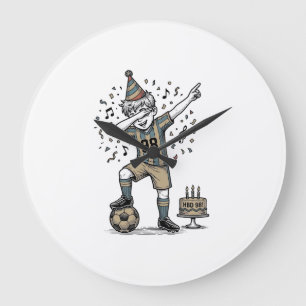 Birthday Soccer Boy Dab Vintage Engraving Shirt_1 Large Clock