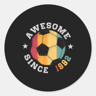 Birthday Soccer Player 33 Year Old Awesome Since 1 Classic Round Sticker