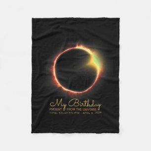 Birthday Solar Eclipse 2024 April 8 Total Eclipse  Fleece Blanket