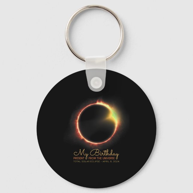 Birthday Solar Eclipse 2024 April 8 Total Eclipse  Key Ring (Front)