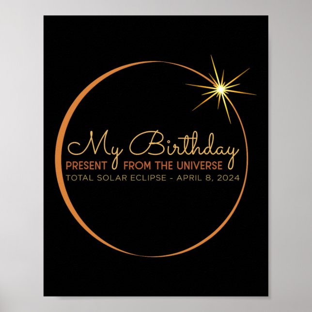 Birthday Solar Eclipse 2024 April 8 Total Eclipse  Poster (Front)