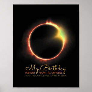 Birthday Solar Eclipse 2024 April 8 Total Eclipse Poster