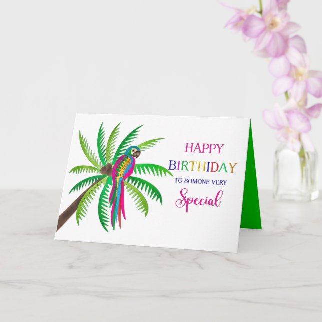 Birthday Someone Special Tropical Colourful Parrot Card (Orchid)