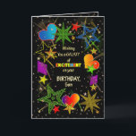 Birthday, SON, Abstract Galaxy, Colourful Card<br><div class="desc">Fun and very bright Birthday greeting in colourful vivid colours.   Abstract galaxy and/or universe filled with stars,  shooting stars and even hearts.  See same image in other categories and products.</div>