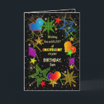 Birthday, SON, Abstract Galaxy, Colourful Card<br><div class="desc">Fun and very bright Birthday greeting in colourful vivid colours.   Abstract galaxy and/or universe filled with stars,  shooting stars and even hearts.  See same image in other categories and products.</div>