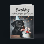 Birthday Son-in-law Fun Wisdom Lab Dog Card<br><div class="desc">Birthday wisdom for your Son-in-law from the cute Labrador Retriever Dog Pet Animal licking the cake.   Fun animal Birthday cards</div>
