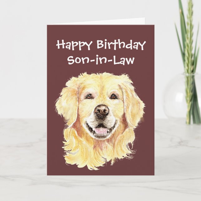 Birthday Son-in-Law Golden Retriever Dog Card (Front)
