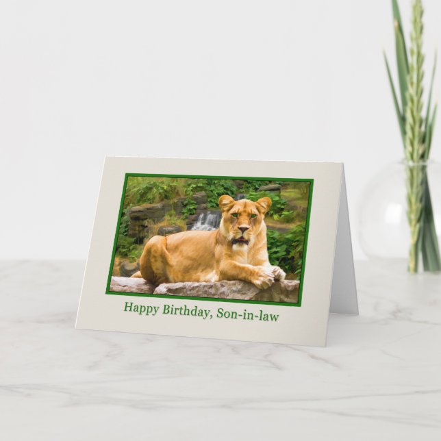 Birthday, Son-in-law, Lion on a Rock Card (Front)