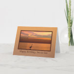 Birthday, Son-in-law, Ocean View at Sunset Card<br><div class="desc">A beautiful sunset over the shores of the Gulf of Mexico with shades of red, gold, and orange make a splendid and colourful image for this birthday greeting card for a son-in-law. A great blue heron bird stands in the water in the foreground while two sea gulls are seen in...</div>