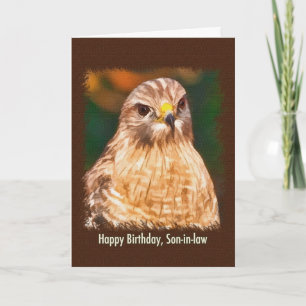 Birthday, Son-in-law,  Red-shouldered Hawk Card